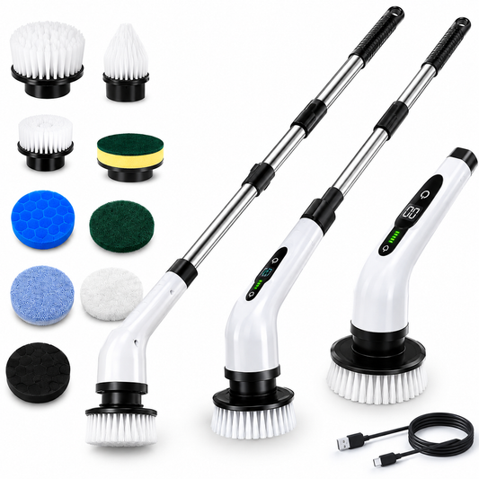 Houseify CleanSpin™ 9-in-1 Electric Spin Scrubber | Cordless Bathroom & Floor Cleaning Brush | Clean Smarter. Shine Faster | adjustale handle